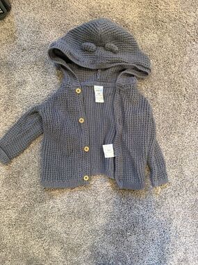 Carter's Gray Knit Hooded Cardigan Sweater
